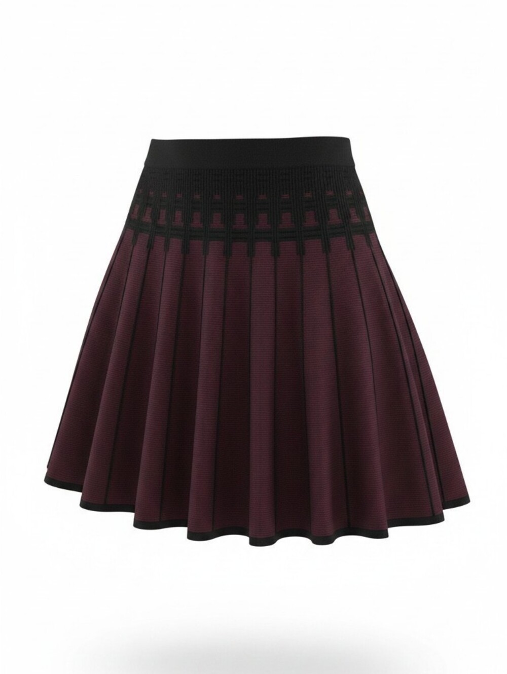 Source Unknown Burgundy Circle Skirt with Black Waistband